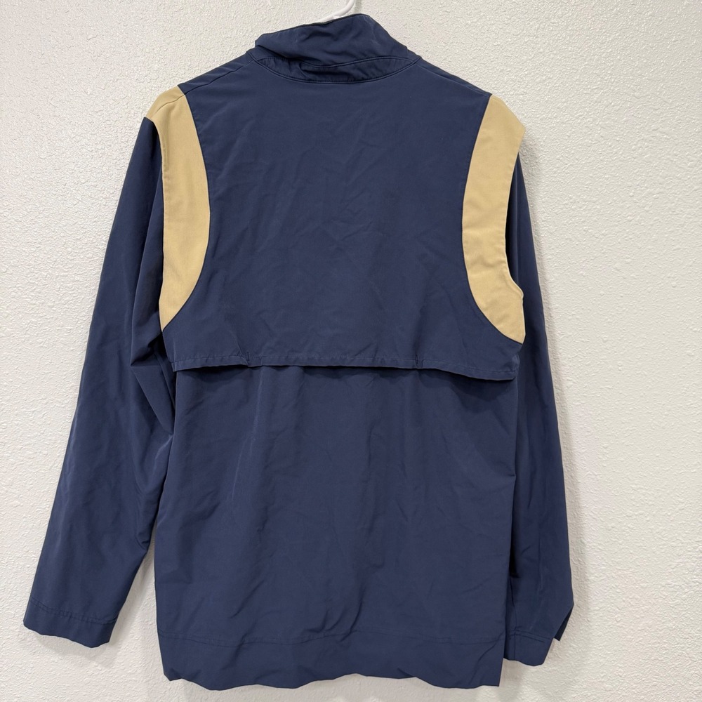 Nike Mens Quarter Zip Windbreaker Navy Blue Tan Colorblock Pullover Small - Picture 2 of 8